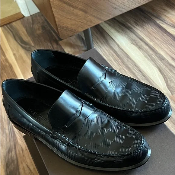 Louis Vuitton Black Checkered Loafers